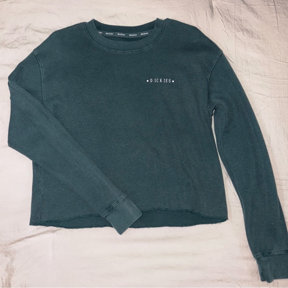 Dickies waffle knit Women's Green cropped Long Sleeve Top